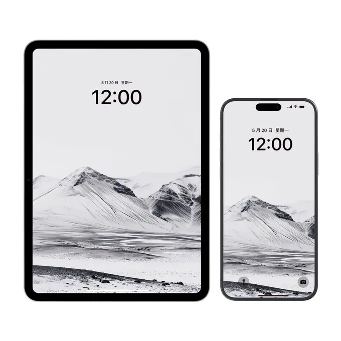 9K极简黑白风景黑白山脉壁纸