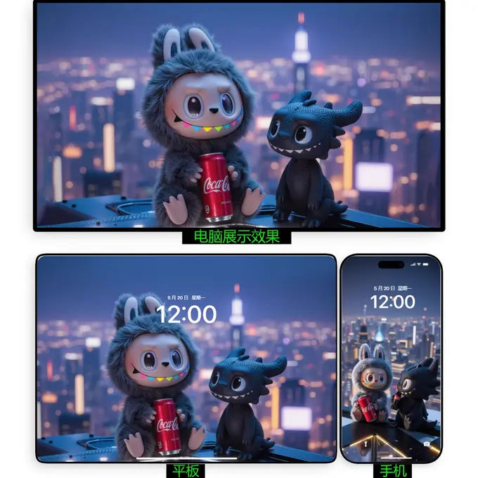 拉布布与‌没牙仔手机动态加静态壁纸