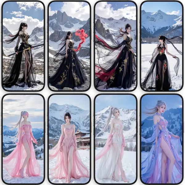 30张冬境古风粉美人4K高清手机壁纸