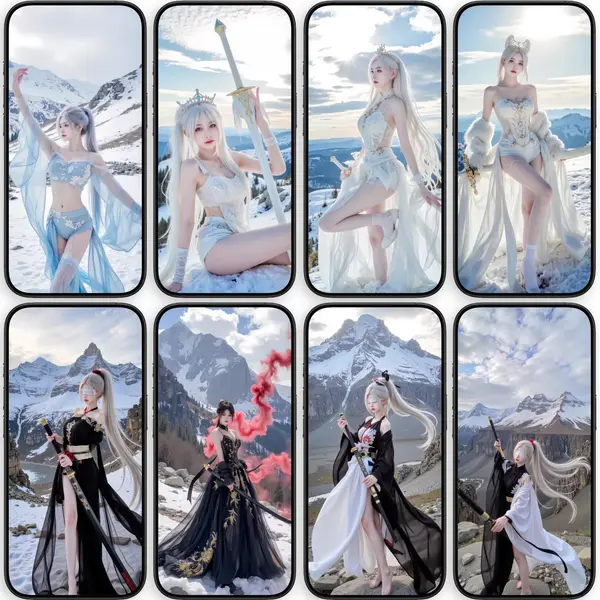 30张冬境古风粉美人4K高清手机壁纸 第3张