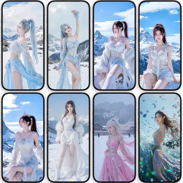 30张冬境古风粉美人4K高清手机壁纸 第2张