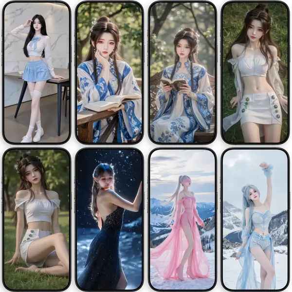 30张冬境古风粉美人4K高清手机壁纸 第4张