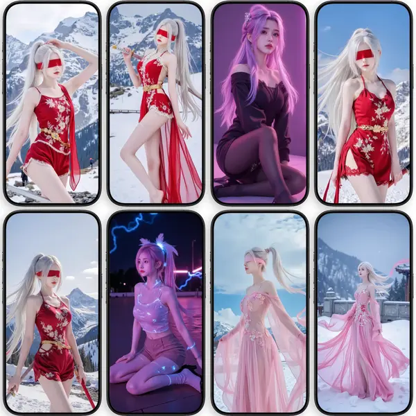 鎏金刺绣红裙美少女4K高清手机壁纸 第2张