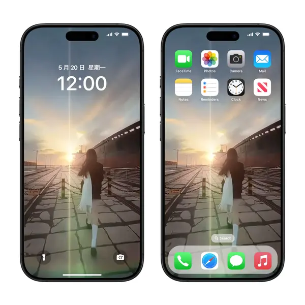 美少女与黄昏苹果手机动态实况锁屏壁纸