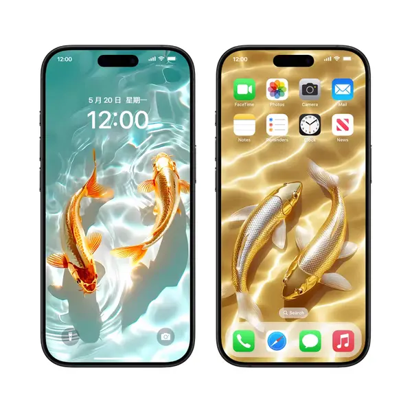 2张锦鲤生财黄金鲤4K超清手机壁纸 第4张