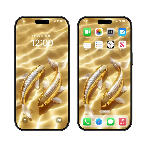 2张锦鲤生财黄金鲤4K超清手机壁纸 第2张