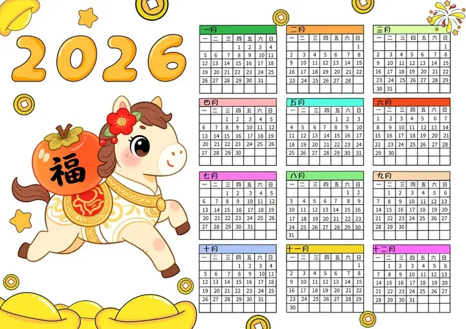 10套2026马年日历手抄报模板，高清可打印 第2张