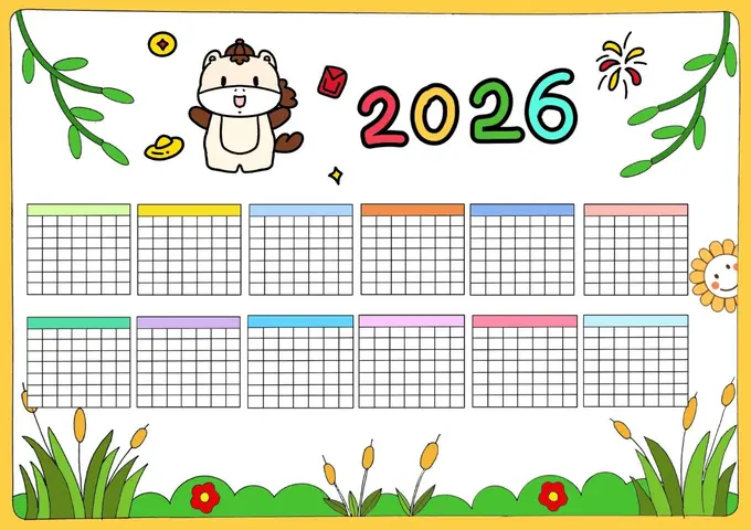 10套2026马年日历手抄报模板，高清可打印 第3张