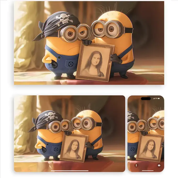 小黄人大盗蒙娜丽莎动态手机4K超高清壁纸 第5张