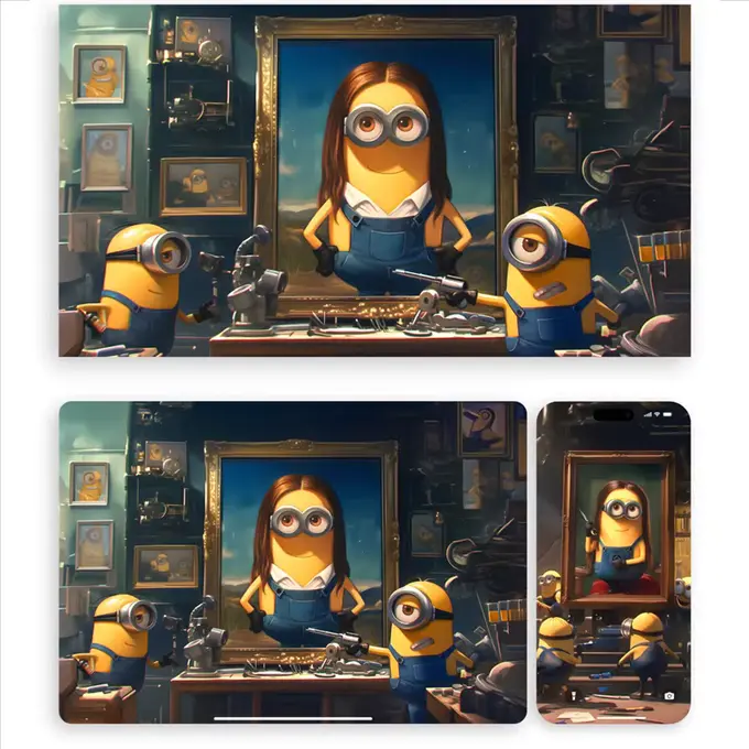 小黄人大盗蒙娜丽莎动态手机4K超高清壁纸 第2张