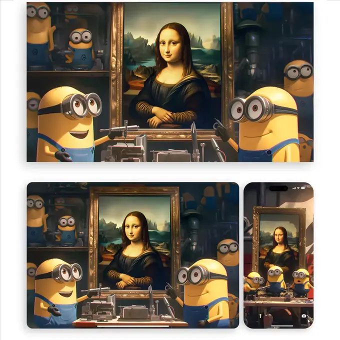 小黄人大盗蒙娜丽莎动态手机4K超高清壁纸