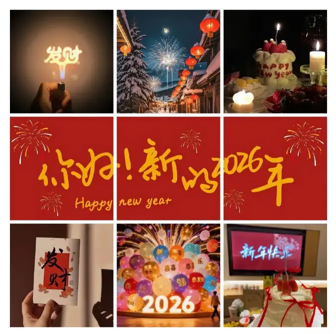 2026年跨年微信朋友圈九宫格素材下载 第2张