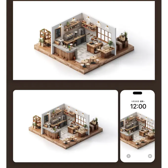 12张温馨小咖啡馆的微观世界9K超清平板手机电脑折叠屏壁纸 第2张