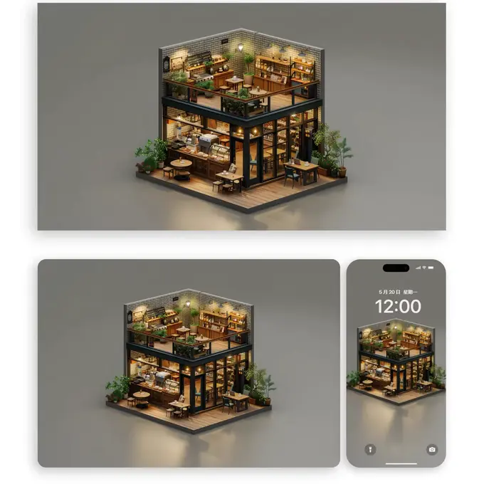 12张温馨小咖啡馆的微观世界9K超清平板手机电脑折叠屏壁纸 第3张