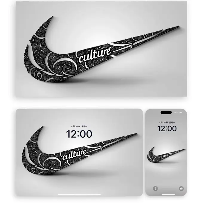 24张潮牌NIKE黑白系列（平板手机电脑折叠屏壁纸）4K超清无损图 第2张