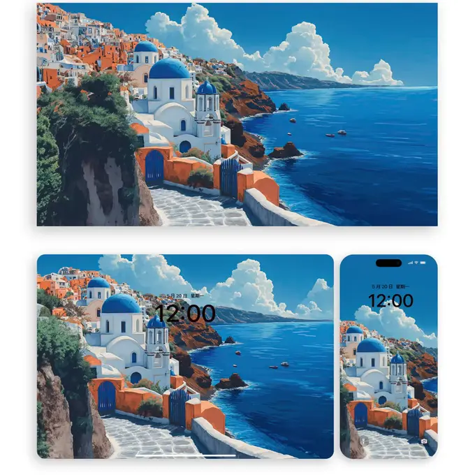 10张9K无损圣托里尼（平板手机电脑折叠屏壁纸） 第1张