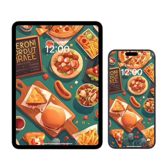 治愈系法式西餐美食4K插画风壁纸 电脑手机平板折叠屏通用