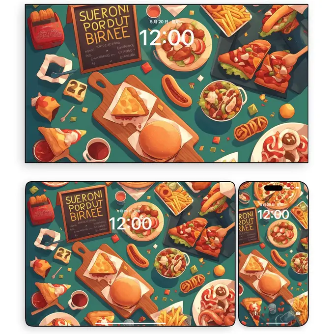 治愈系法式西餐美食4K插画风壁纸 电脑手机平板折叠屏通用 第2张