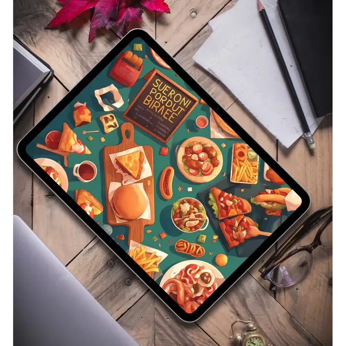 治愈系法式西餐美食4K插画风壁纸 电脑手机平板折叠屏通用 第3张