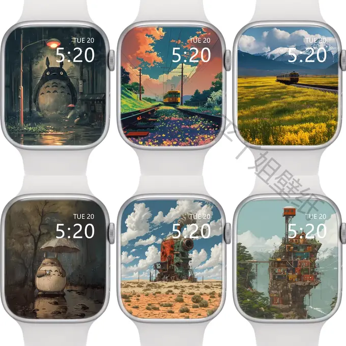 56张宫崎骏治愈系风景苹果AppleWatch手表盘壁纸 第2张