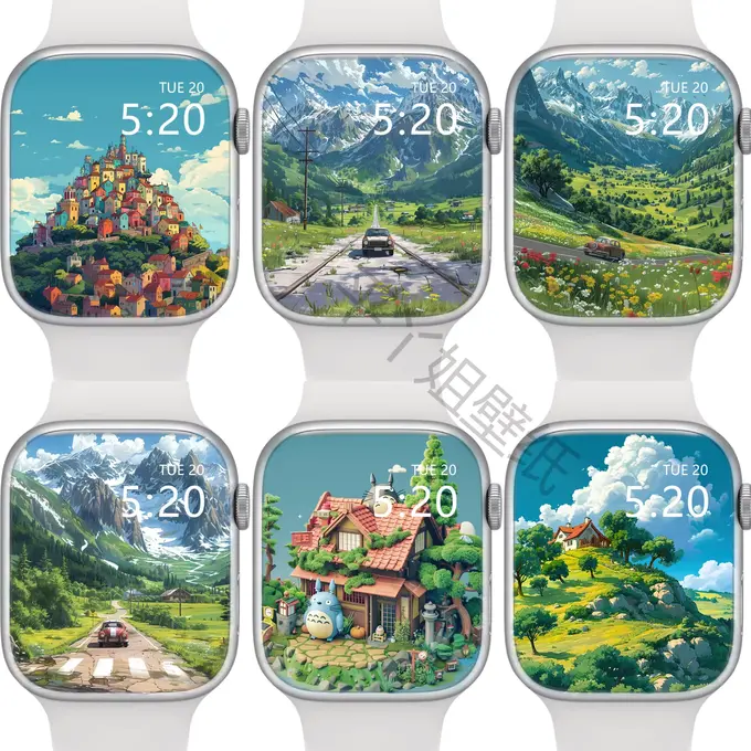 56张宫崎骏治愈系风景苹果AppleWatch手表盘壁纸
