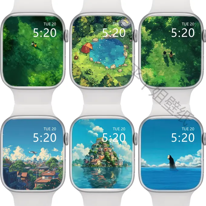 56张宫崎骏治愈系风景苹果AppleWatch手表盘壁纸 第4张