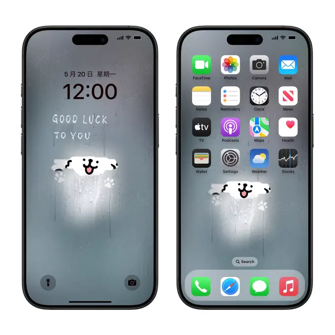 玻璃水雾线条小狗 卡通动漫壁纸(电脑平板iPad手机) 4K超高清图片 第2张