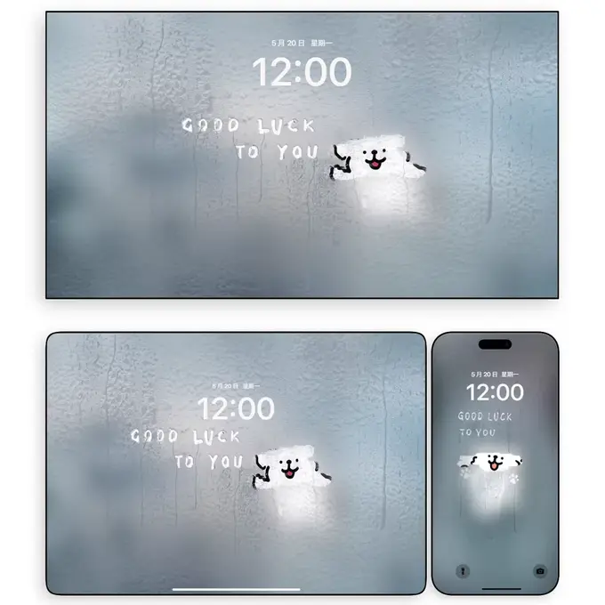 玻璃水雾线条小狗 卡通动漫壁纸(电脑平板iPad手机) 4K超高清图片 第1张