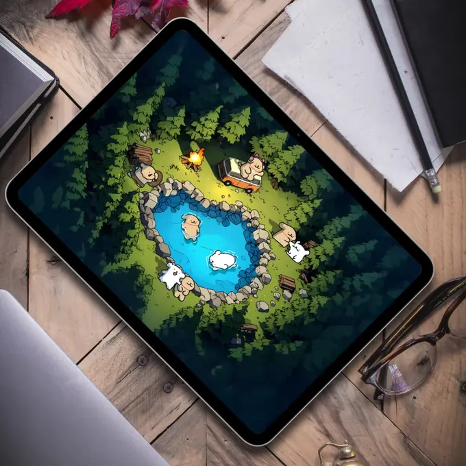 线条小狗草莓车 卡通动漫壁纸 电脑平板iPad手机壁纸 4K超清图片 第2张