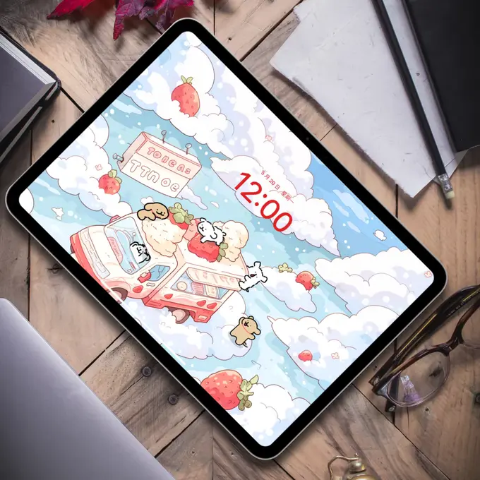 冰淇淋飞车线条小狗 卡通动漫壁纸（电脑平板iPad手机)4K超清图片 第3张