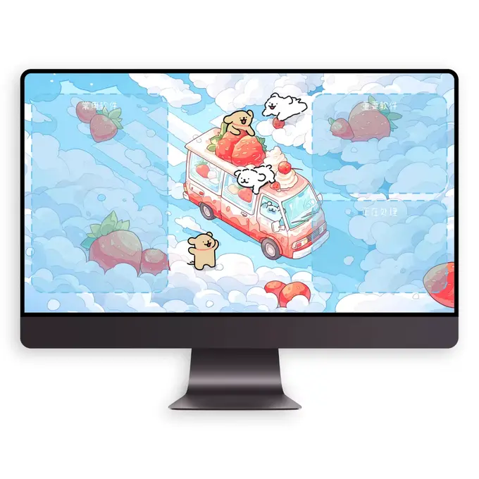 冰淇淋飞车线条小狗 卡通动漫壁纸（电脑平板iPad手机)4K超清图片 第5张