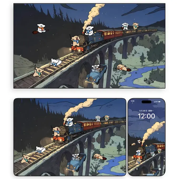 线条小狗的魔法之旅 卡通动漫壁纸(电脑平板iPad手机)4K超清图片