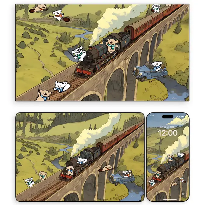 线条小狗的魔法之旅 卡通动漫壁纸(电脑平板iPad手机)4K超清图片 第3张