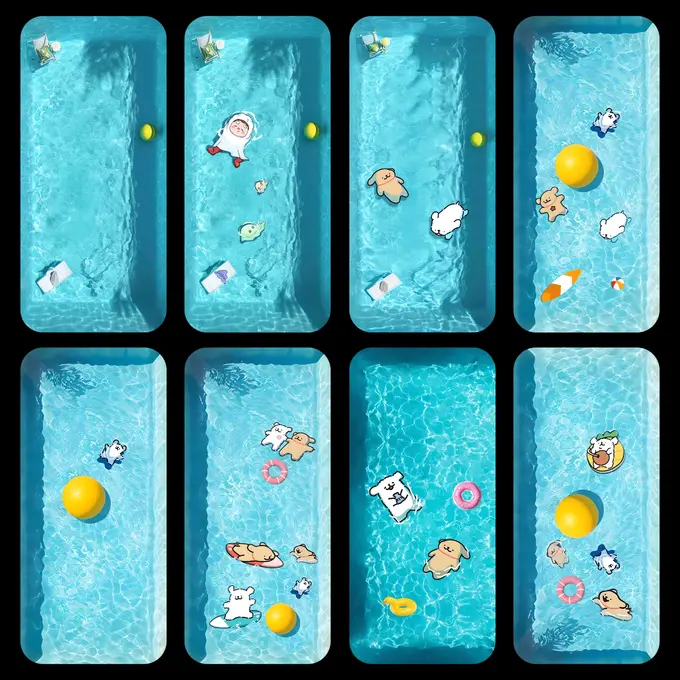 30张泳池线条小狗 卡通动漫壁纸(电脑平板iPad手机) 4K超高清图片 第4张