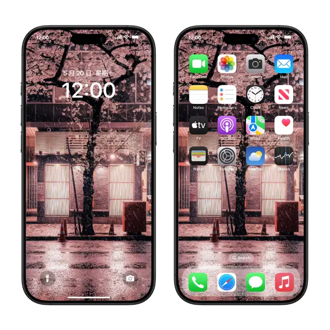 东京雨夜樱花街景4K高清壁纸 (电脑手机平板ipad通用) 第3张