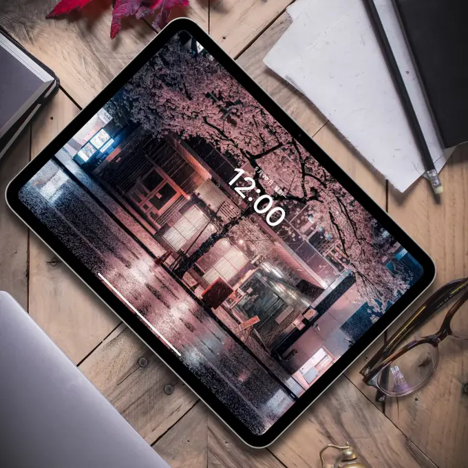 东京雨夜樱花街景4K高清壁纸 (电脑手机平板ipad通用) 第4张