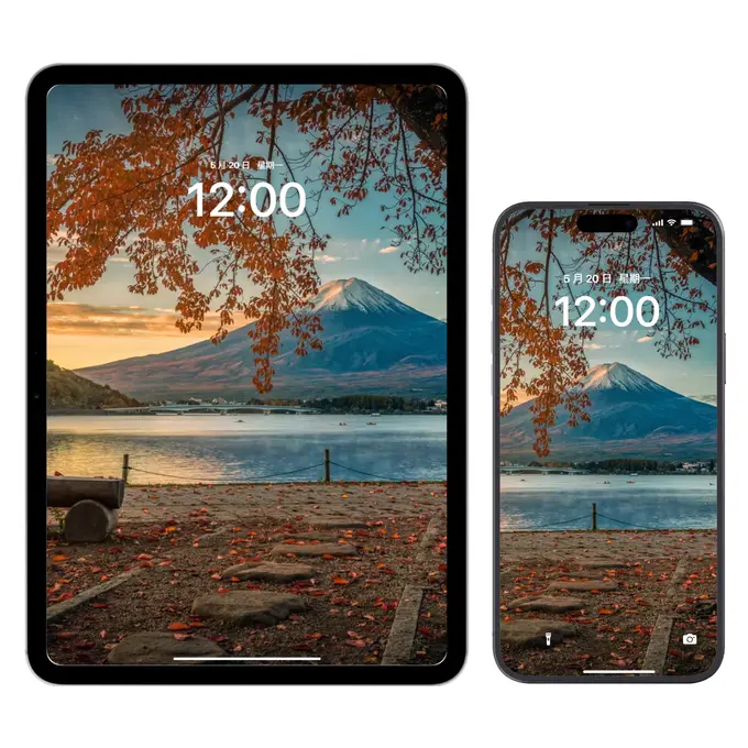 晨光里秋叶与雪山共舞4K高清壁纸(电脑手机平板ipad) 第2张