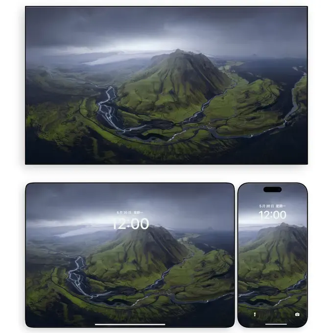 冰火翠谷4K高清绿色护眼壁纸(电脑手机平板ipad通用)