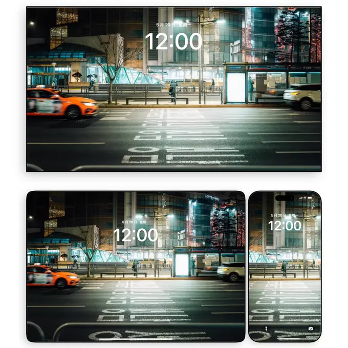 首尔夜幕下的光织街4K高清壁纸(电脑手机平板ipad)