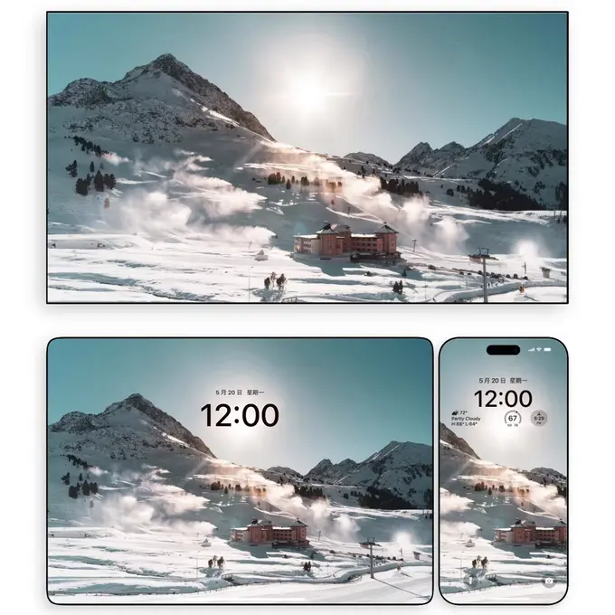 雪峰暖阳 山居晴歌4K高清风景壁纸(电脑手机平板ipad) 第1张