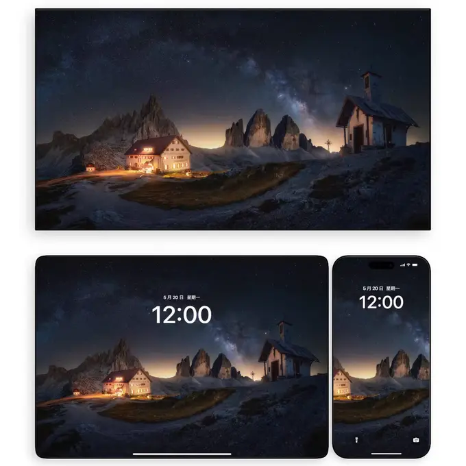 多洛米蒂的星夜圣歌4K高清壁纸(电脑手机平板ipad)