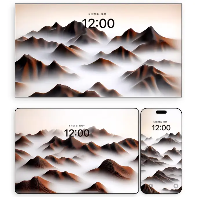 浪穹夕照 银沙溯光风景插画壁纸(手机电脑平板ipad）4K高清 第4张