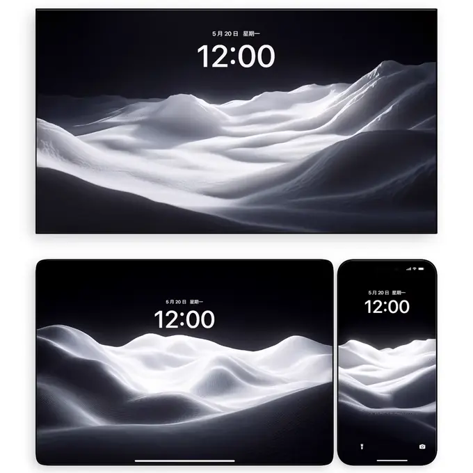 浪穹夕照 银沙溯光风景插画壁纸(手机电脑平板ipad）4K高清 第2张