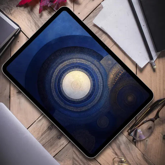 蓝环叠影几何图形壁纸(手机电脑平板)4K高清图片 第4张