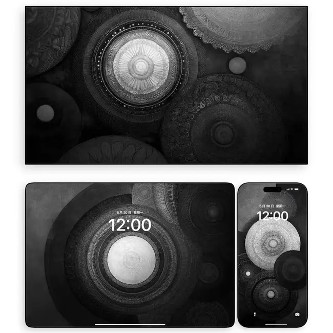 蓝环叠影几何图形壁纸(手机电脑平板)4K高清图片 第2张