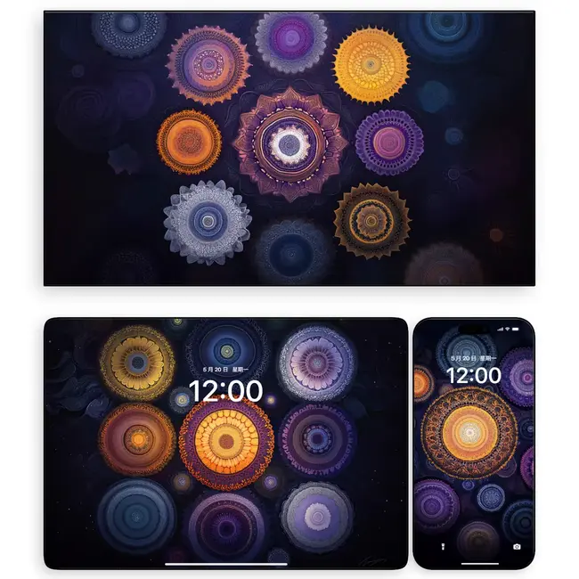 蓝环叠影几何图形壁纸(手机电脑平板)4K高清图片 第3张