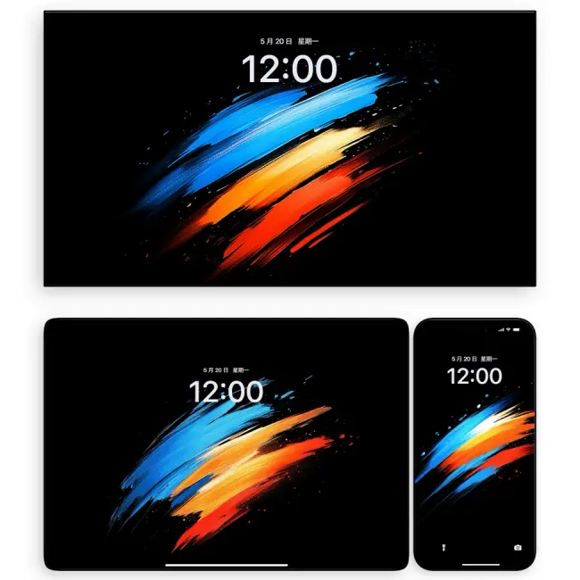 赤焰破夜 蓝潮卷白电脑平板iPad手机4K超清壁纸 第1张