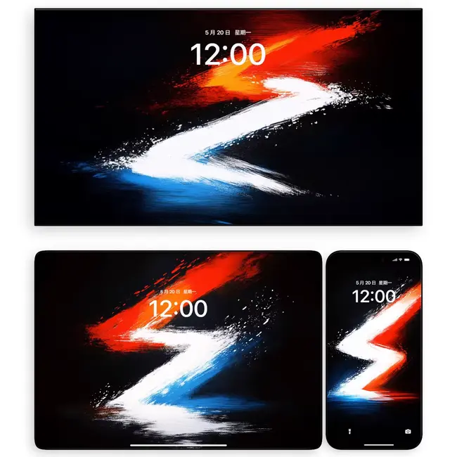 赤焰破夜 蓝潮卷白电脑平板iPad手机4K超清壁纸 第2张