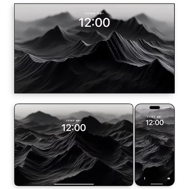 黑白褶峰 星际涟漪 电脑平板iPad手机4K超清壁纸 第1张