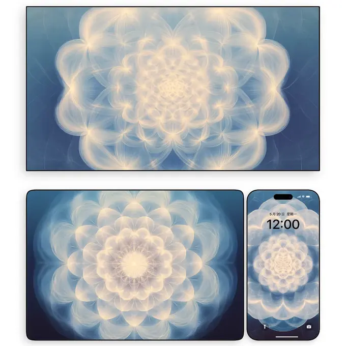 星芒几何蓝金渐变图4K超清电脑平板iPad手机壁纸 第4张